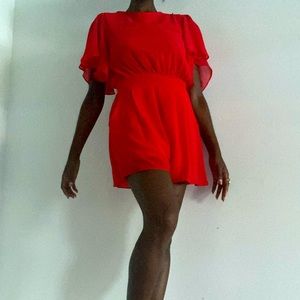 Red Chiffon Romper